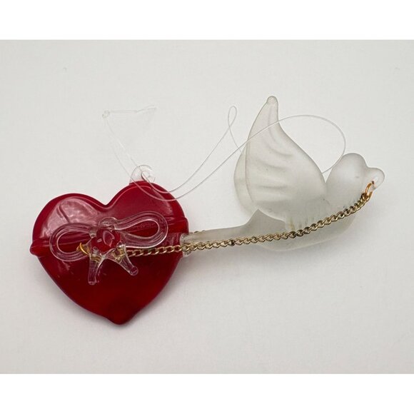 Vintage Dove Heart Christmas Tree Ornament Frosted Glass Bird - Picture 4 of 7